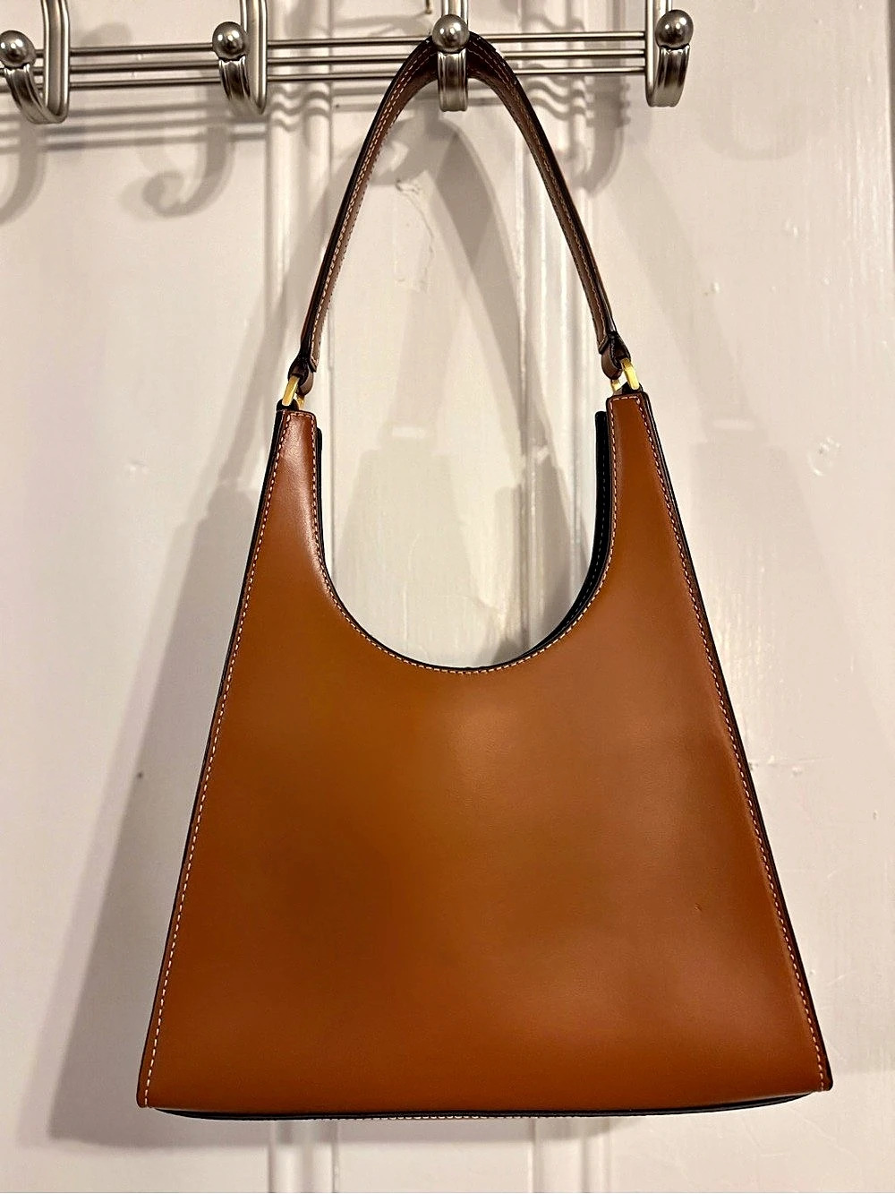 STAUD Tommy Leather Shoulder Bag Brown - Picture 2 of 4
